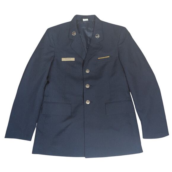 VTG Derossi 3 Button Men Jacket Coat Uniform Dress Blazer Officer USAF 40R Blue - Picture 1 of 7